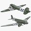 3d military transport aircraft douglas c-47 model