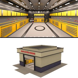 3D Auto Repair Garage Building