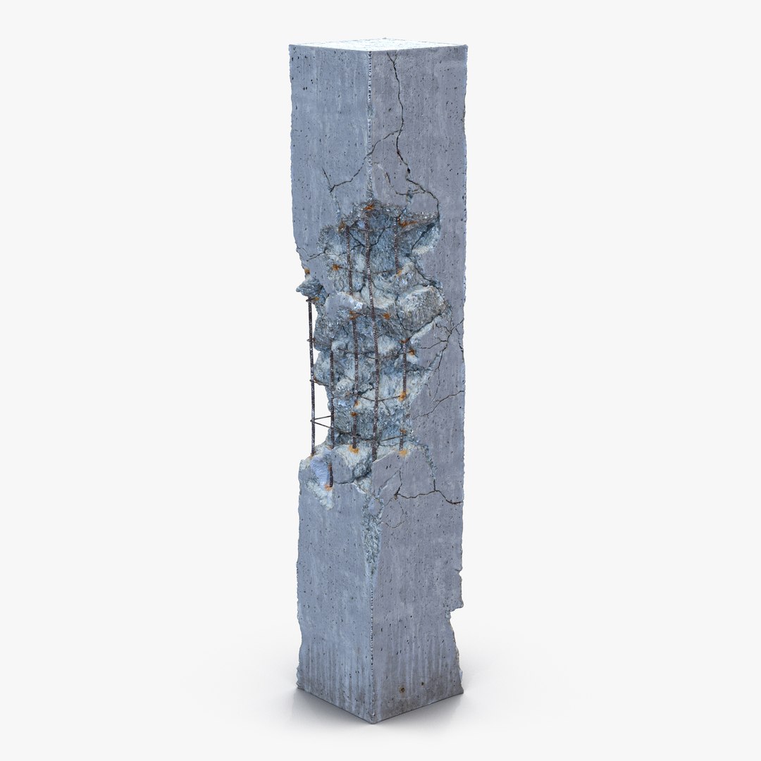 Concrete Pillar Damaged 3D Model 3D model preview