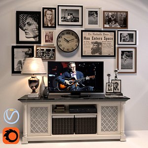 TV console with decorative set