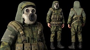 Post apocalyptic survivor 3 Game ready low poly character Low-poly 3D model