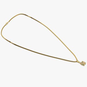 Golden Necklace with Diamond 3D model