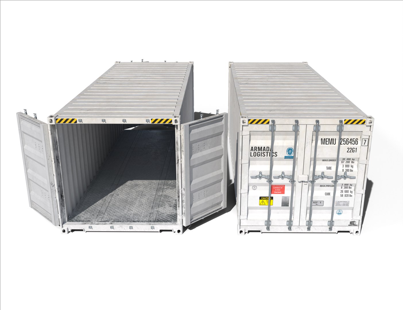 20ft Cargo Container White 3D Model - TurboSquid 2205840