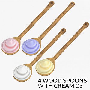 4 Wood Spoons with Cream 03