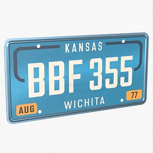 Vintage Kansas License Plate Wichita 1977 Blue