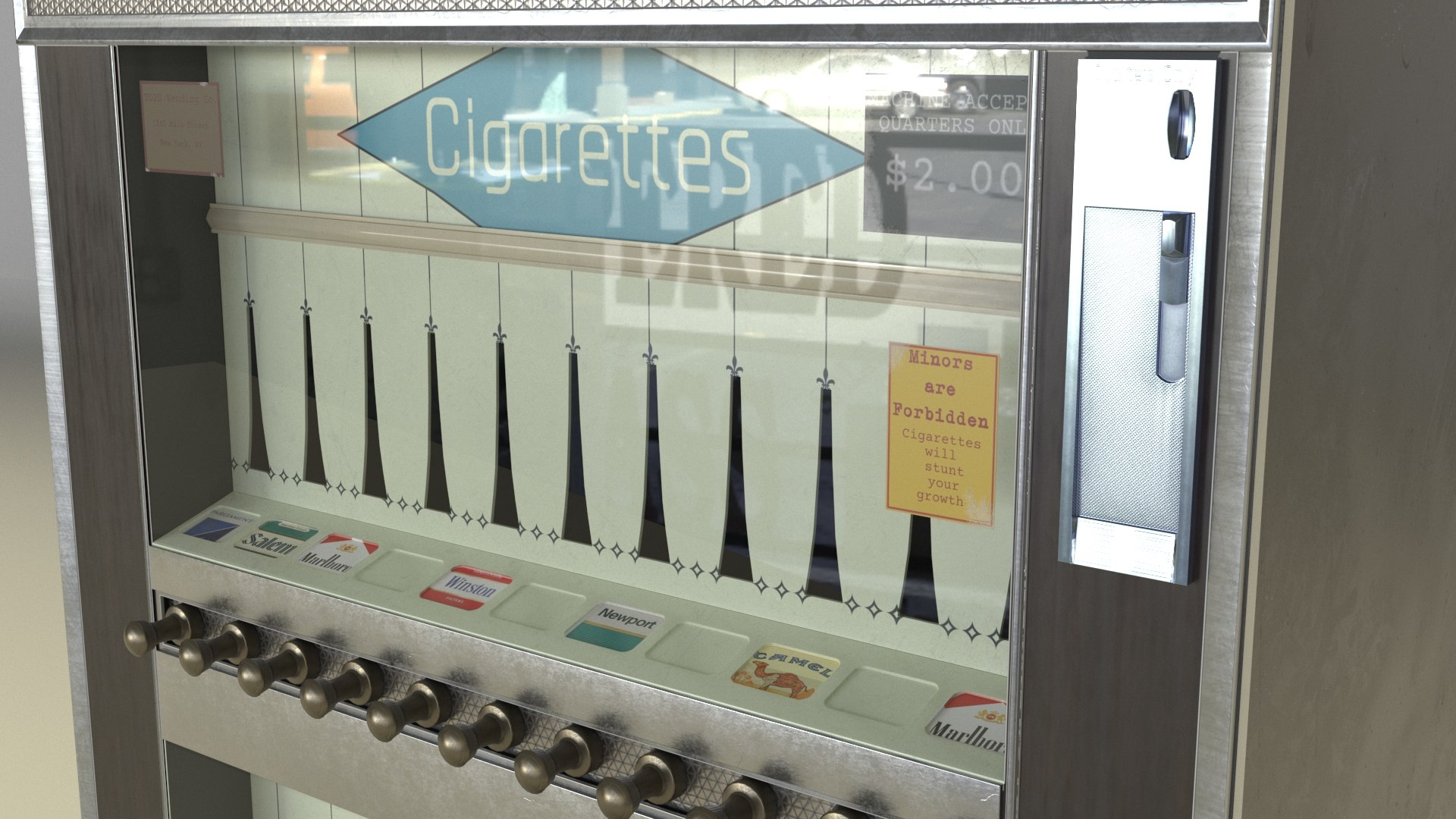 1970s cigarette machine Vintage Cigarette Vending Machine 3D Model