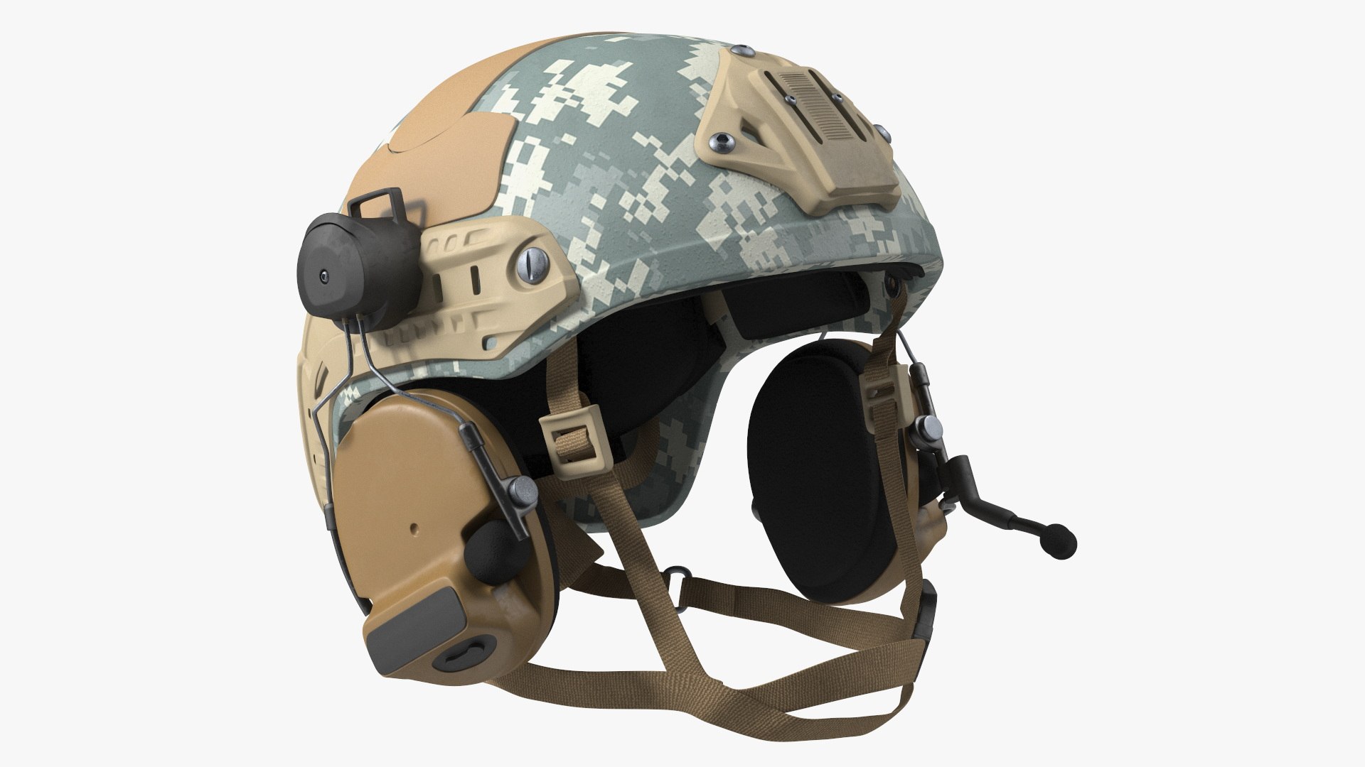 Tactical Gear Helmet Grey Camo 3D model preview