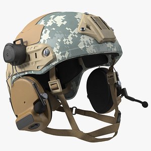 Tactical Gear Helmet Grey Camo 3D model