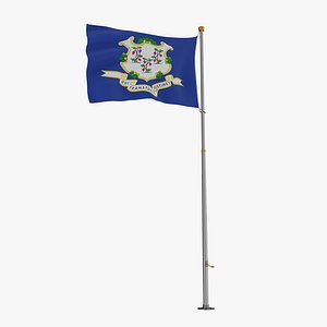 Pole Flag Connecticut 3D model
