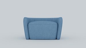Modern Blue Upholstered Armchair - 3D Model 3D model