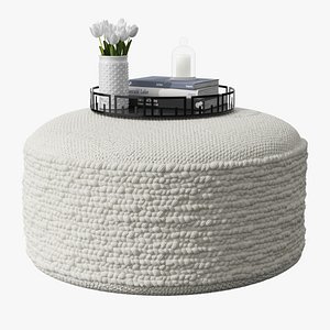 Hira Natural Ivory Ottoman