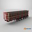 Logging Trailer 01 Red with Load Single Mat All PBR Textures 3D model