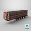 Logging Trailer 01 Red with Load Single Mat All PBR Textures 3D model