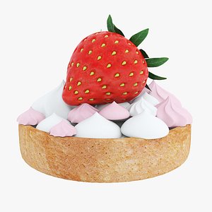 Strawberry cake with meringues model