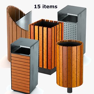 Urban Street Trashcans Metal and Wooden