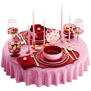3D model A table for two on Valentines Day
