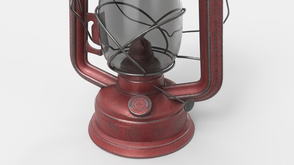 modelo 3d Farol Rústico de Queroseno Acero Pintado Rojo - PBR ...