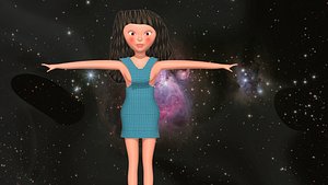 free low poly woman in dress 36