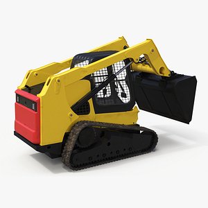 Skid Steer or Compact Track Loader Yellow Rigged for Maya