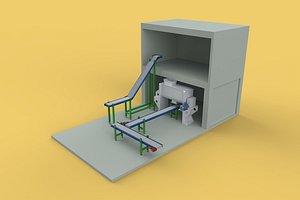 3D BELT CONVEYOR RIBBON MIXER BLENDER PRODUCTION LINE WAREHOUSE model