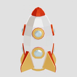 Cartoon rocket with four wings 3D