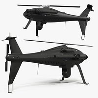 Covert Surveillance Helicopter Drone Black Rigged for Maya