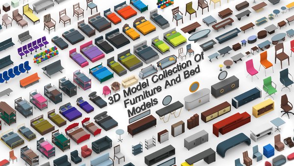 3D model collection of furniture and bed models 3D model