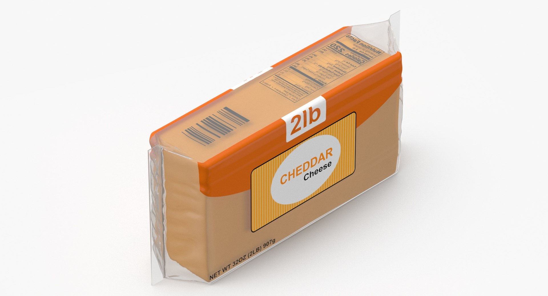 3D Model Block Cheese 2lbs Blank And Generic Label - TurboSquid 2002616