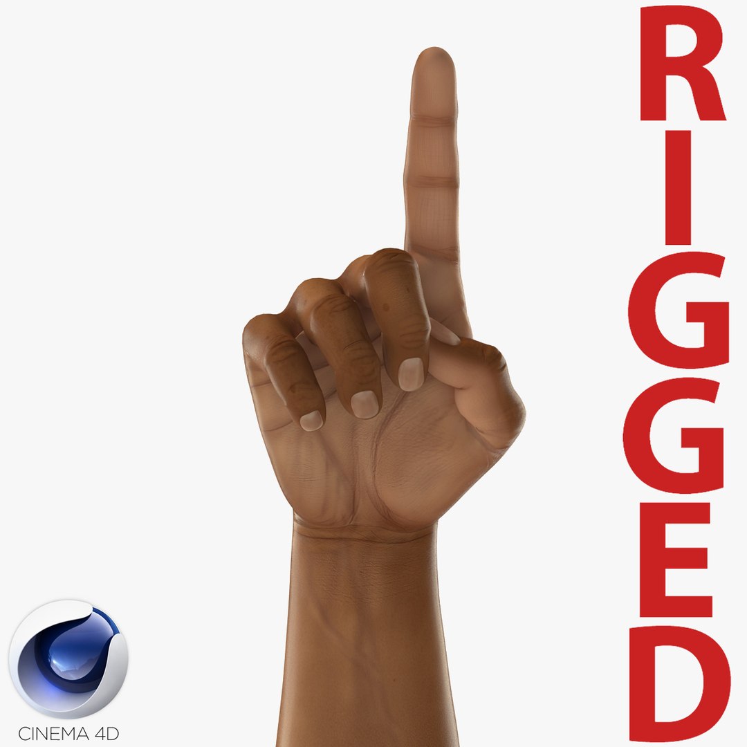 African Man Hands 2 Rigged for Cinema 4D 3D Model preview