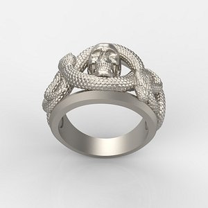 Ring with skull and snakes