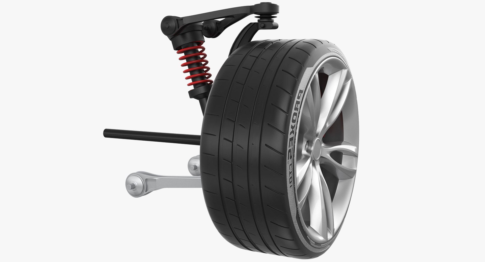 Car Front Suspension with Wheel 3D model preview