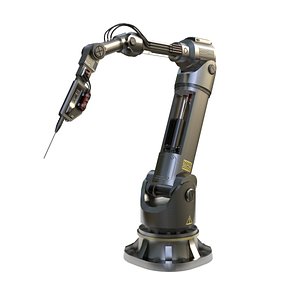 Industrial Robotic Arm with Rigged and Animated 3D