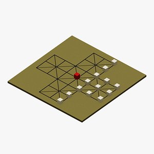 Voxel Fox and Geese Board Game 3D