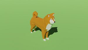 Shiba Inu -rigged dog Low-poly 3D