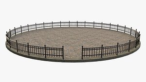 3D Circular Fence Plaza model