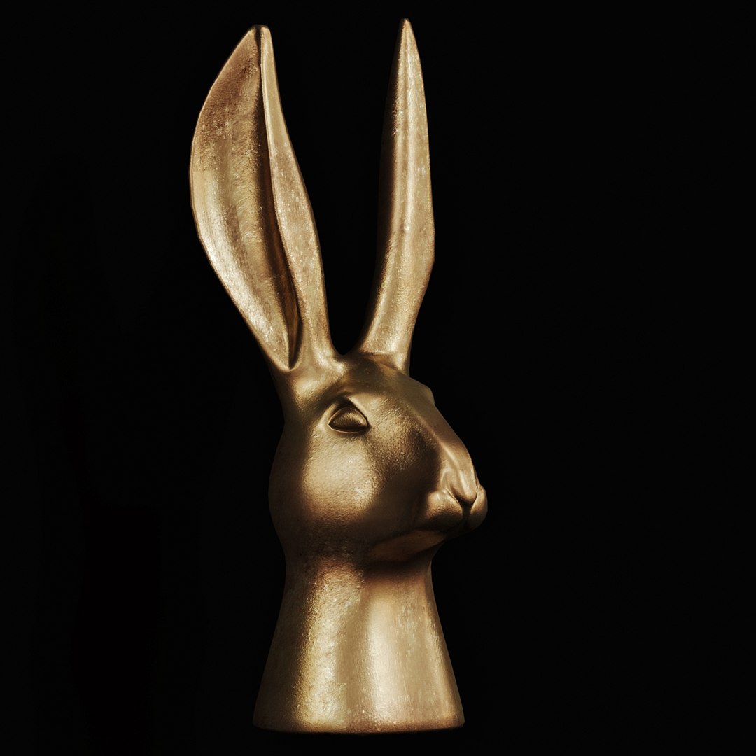 Figurine rabbit matte gold 3D model - TurboSquid 1573894