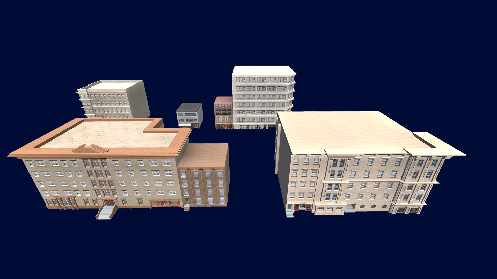 7 Building Pack With Texture Model - TurboSquid 2313703