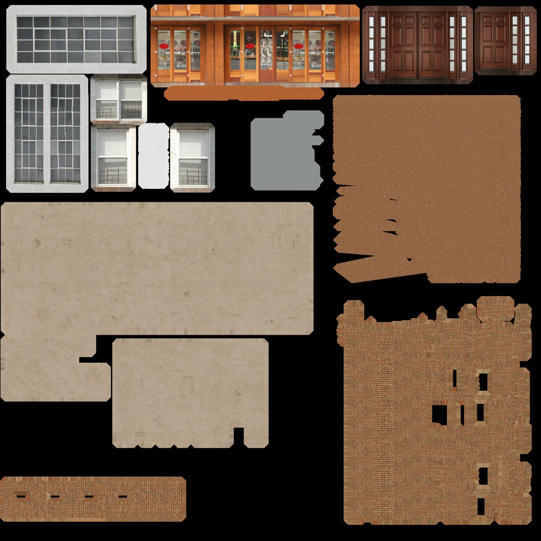 7 Building Pack With Texture Model - TurboSquid 2313703