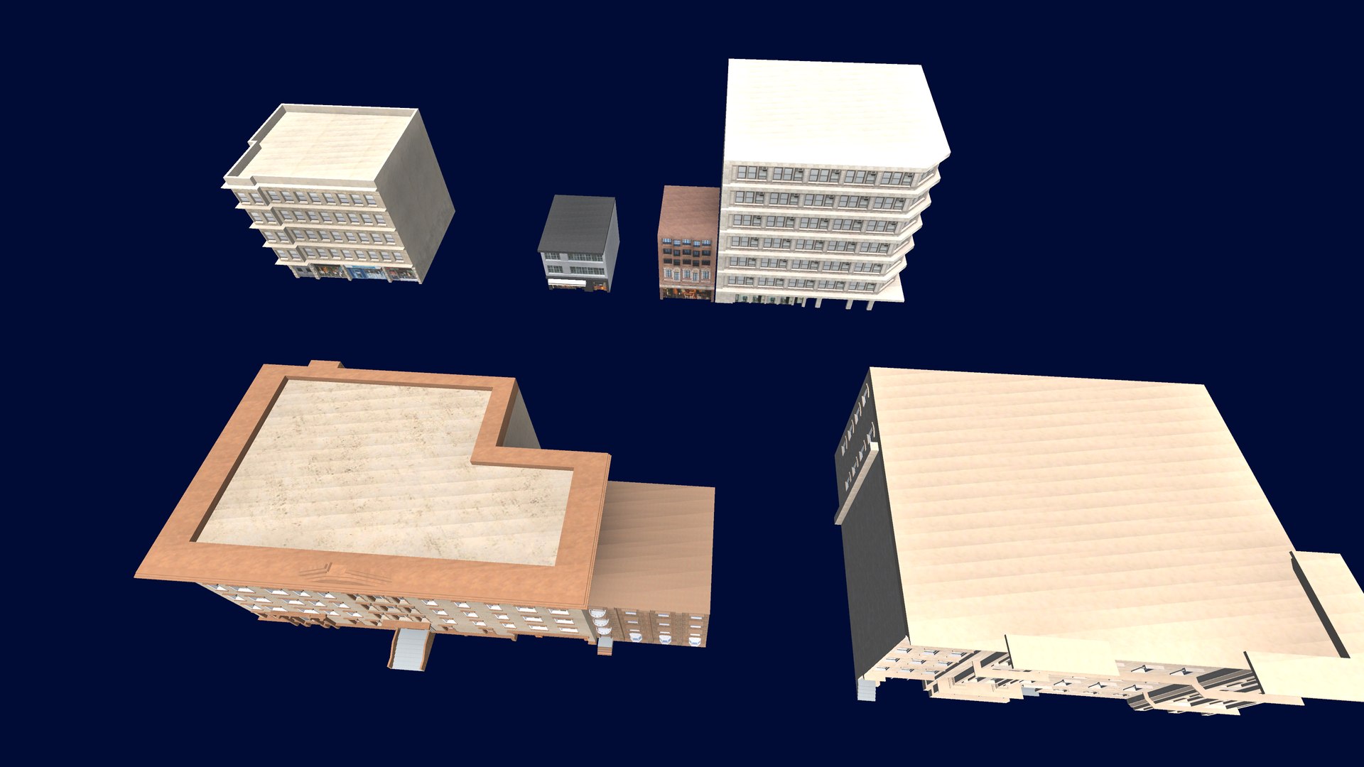7 Building Pack With Texture Model - TurboSquid 2313703