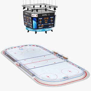 Detailed Hockey Rink With Scoreboard