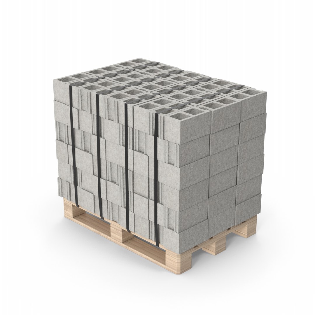 3D Cinder Blocks On Wooden Pallet - TurboSquid 1989632