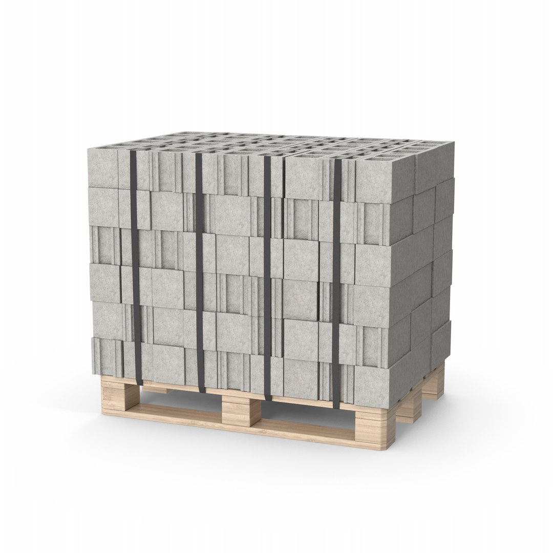 3D Cinder Blocks On Wooden Pallet - TurboSquid 1989632