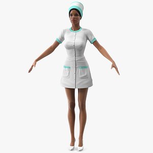3D light skin black nurse