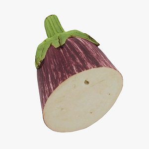 3D half aubergine eggplant model