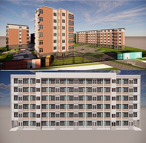 Office Building and dormitory-A8 3D model
