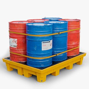 Pallet Barrels 3D model
