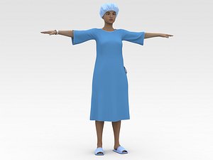 Female Patient with Blue Gown 3D