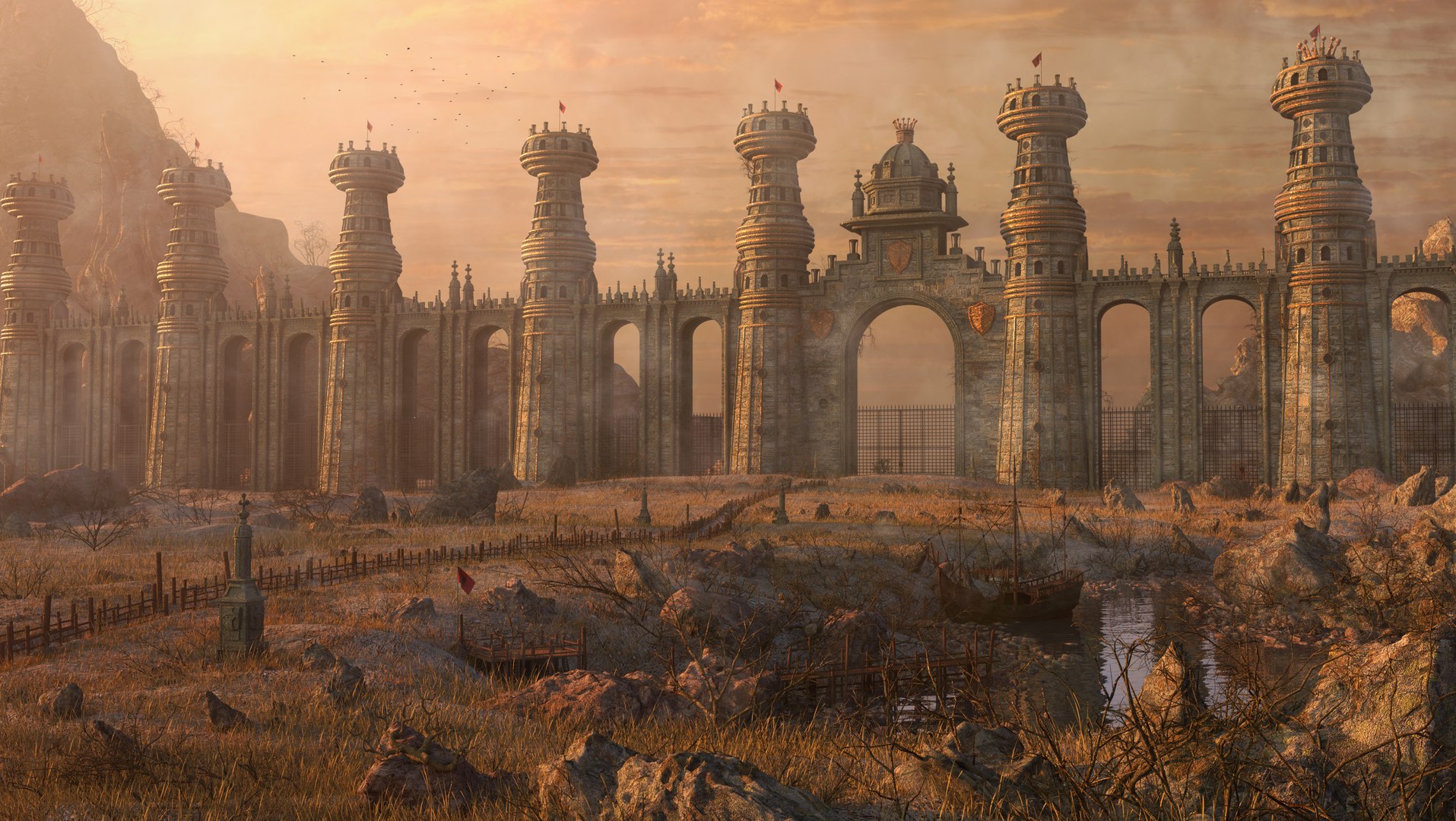 Fantasy Ancient Wall Gate 3D - TurboSquid 2235159
