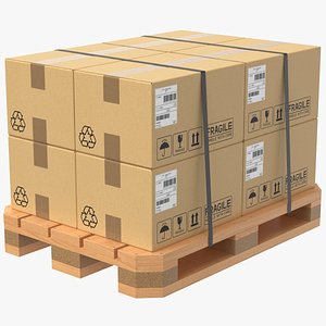 Detailed Cardboard Box Pallet 3D model