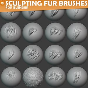 3D Blender Fur and Hair Brushes model